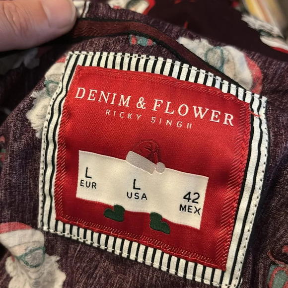Denim & Flower men’s maroon Santa lightweight jacket size large - Picture 9 of 10